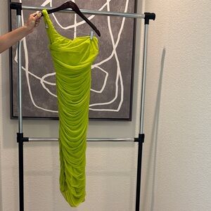 House of CB Vibrant Green One Shoulder Dress